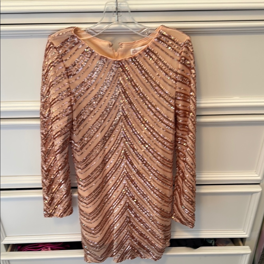 Elegant Sequin Embellished Dress - Rose Gold